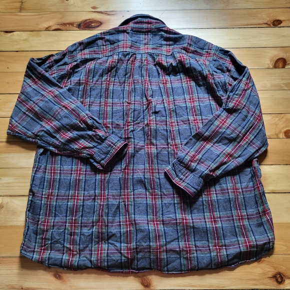 LL Bean Flannel Button Down Shirt Mens 2XL Gray Red Plaid Classic Outdoor Gorp - Picture 7 of 7